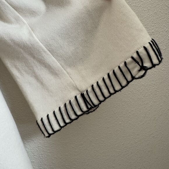 Roja Sweater Womens XL Ivory Black Embroidered Geometric Cotton Boho Cardigan - Picture 14 of 16